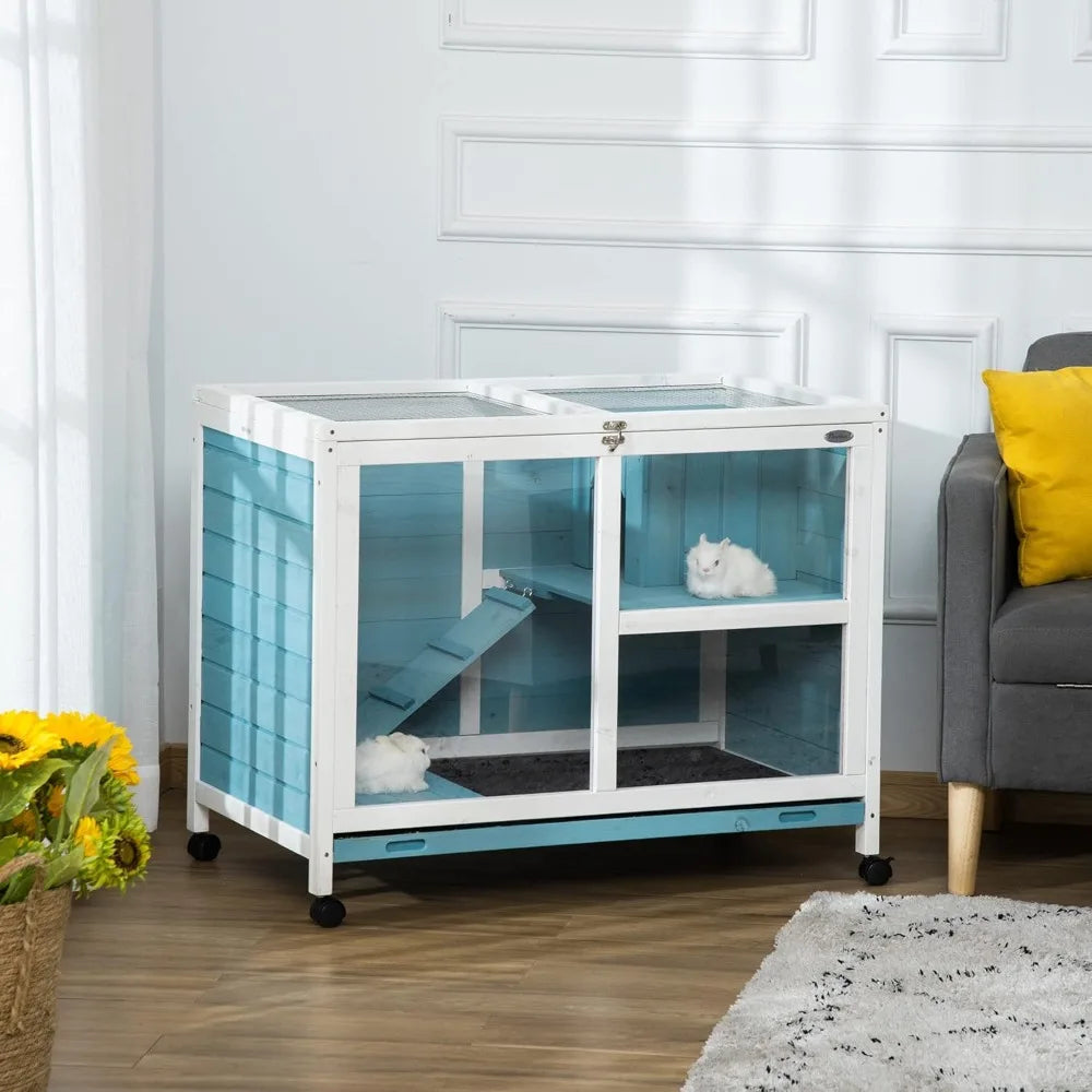 Indoor Chick Hutch with Wheels, Acrylic No-Draft Front Windows, Wire Mesh Easy Heat Top