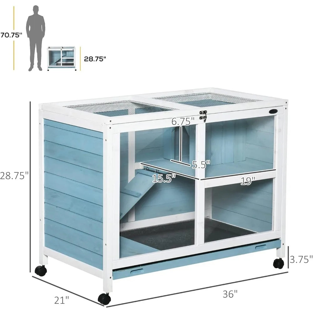Indoor Chick Hutch with Wheels, Acrylic No-Draft Front Windows, Wire Mesh Easy Heat Top