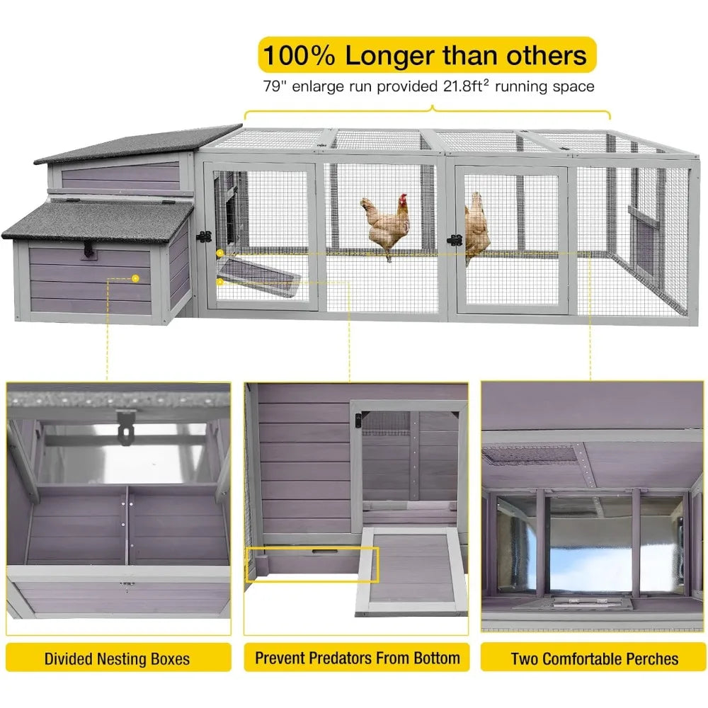 Outdoor Quail Cage with Large Run, Suitable for 6-10 Quail