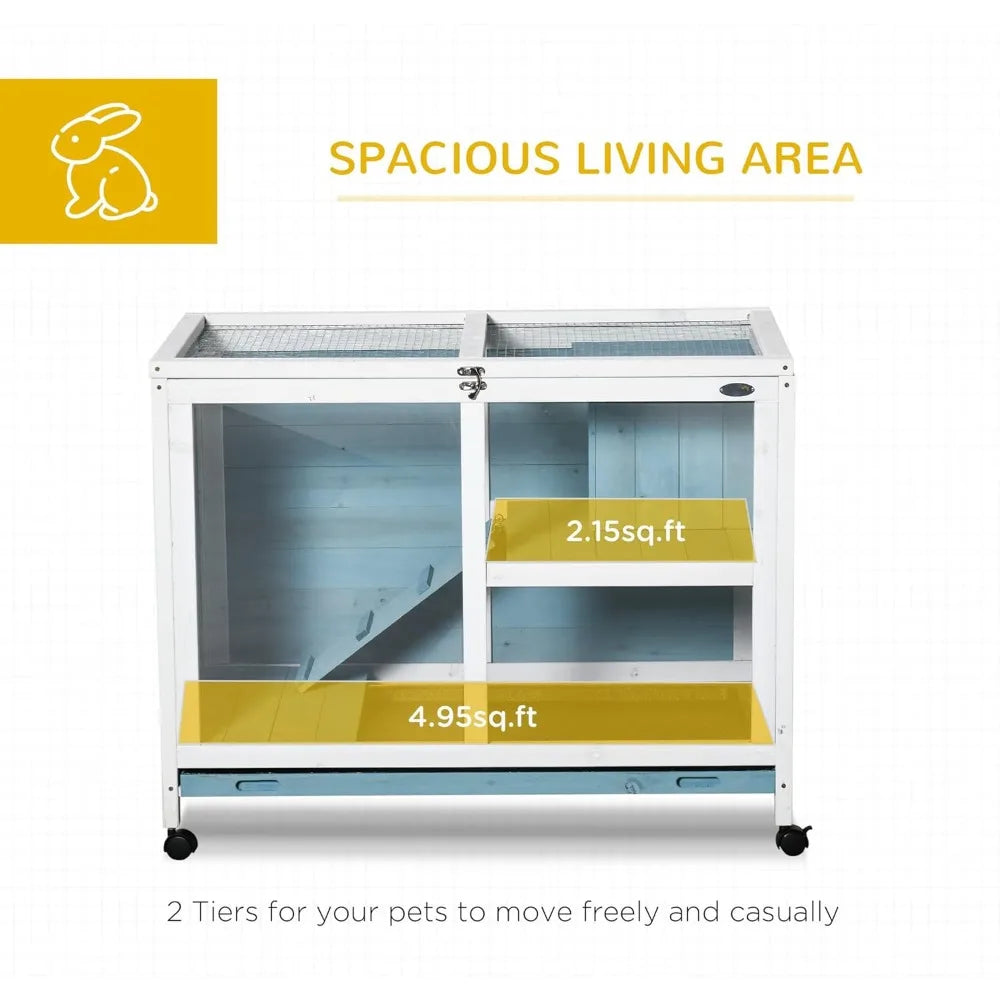 Indoor Chick Hutch with Wheels, Acrylic No-Draft Front Windows, Wire Mesh Easy Heat Top
