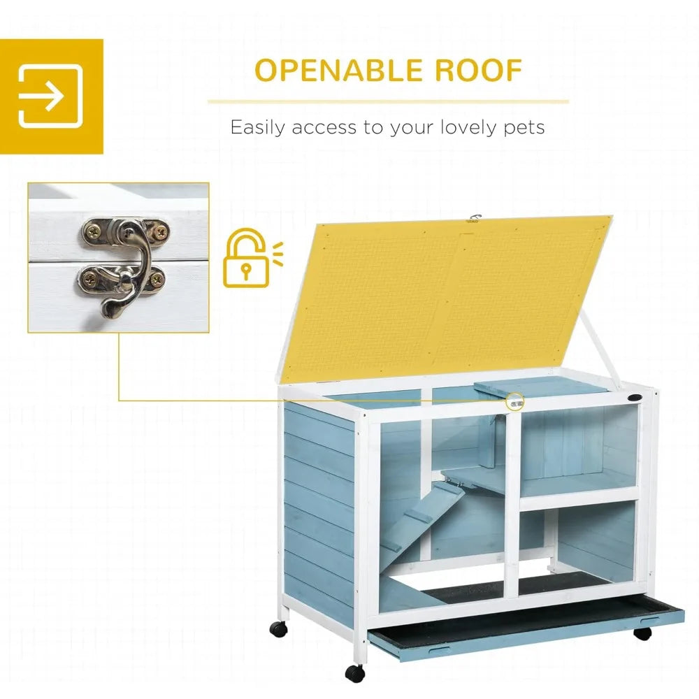 Indoor Chick Hutch with Wheels, Acrylic No-Draft Front Windows, Wire Mesh Easy Heat Top