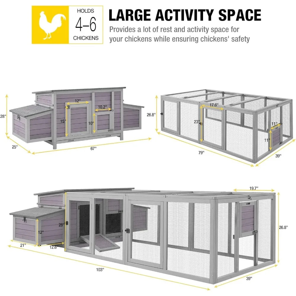 Outdoor Quail Cage with Large Run, Suitable for 6-10 Quail