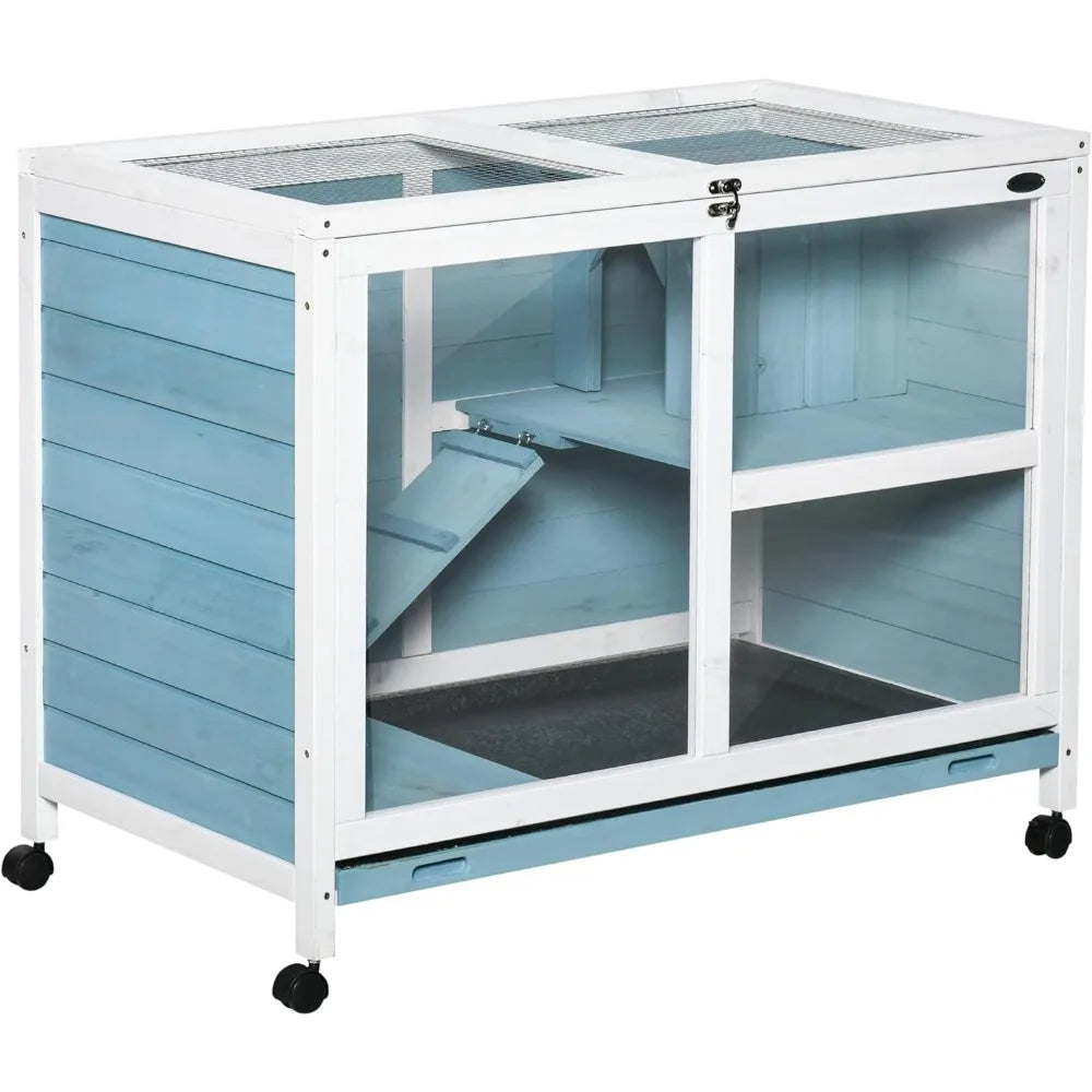 Indoor Chick Hutch with Wheels, Acrylic No-Draft Front Windows, Wire Mesh Easy Heat Top
