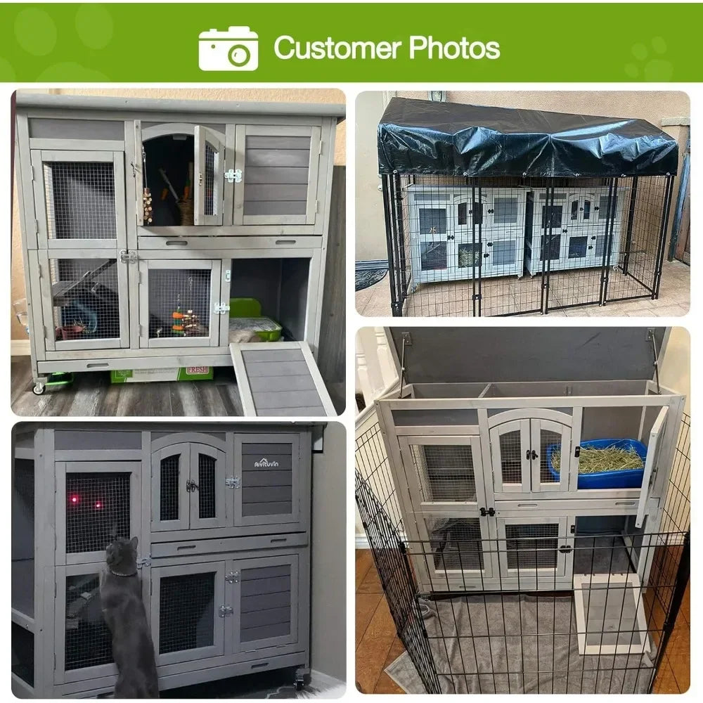 Quail Rabbit Cage Indoor Outdoor on Wheels with Tray-47inch