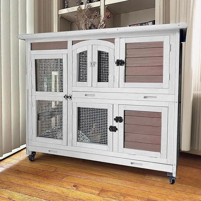 Quail Rabbit Cage Indoor Outdoor on Wheels with Tray-47inch