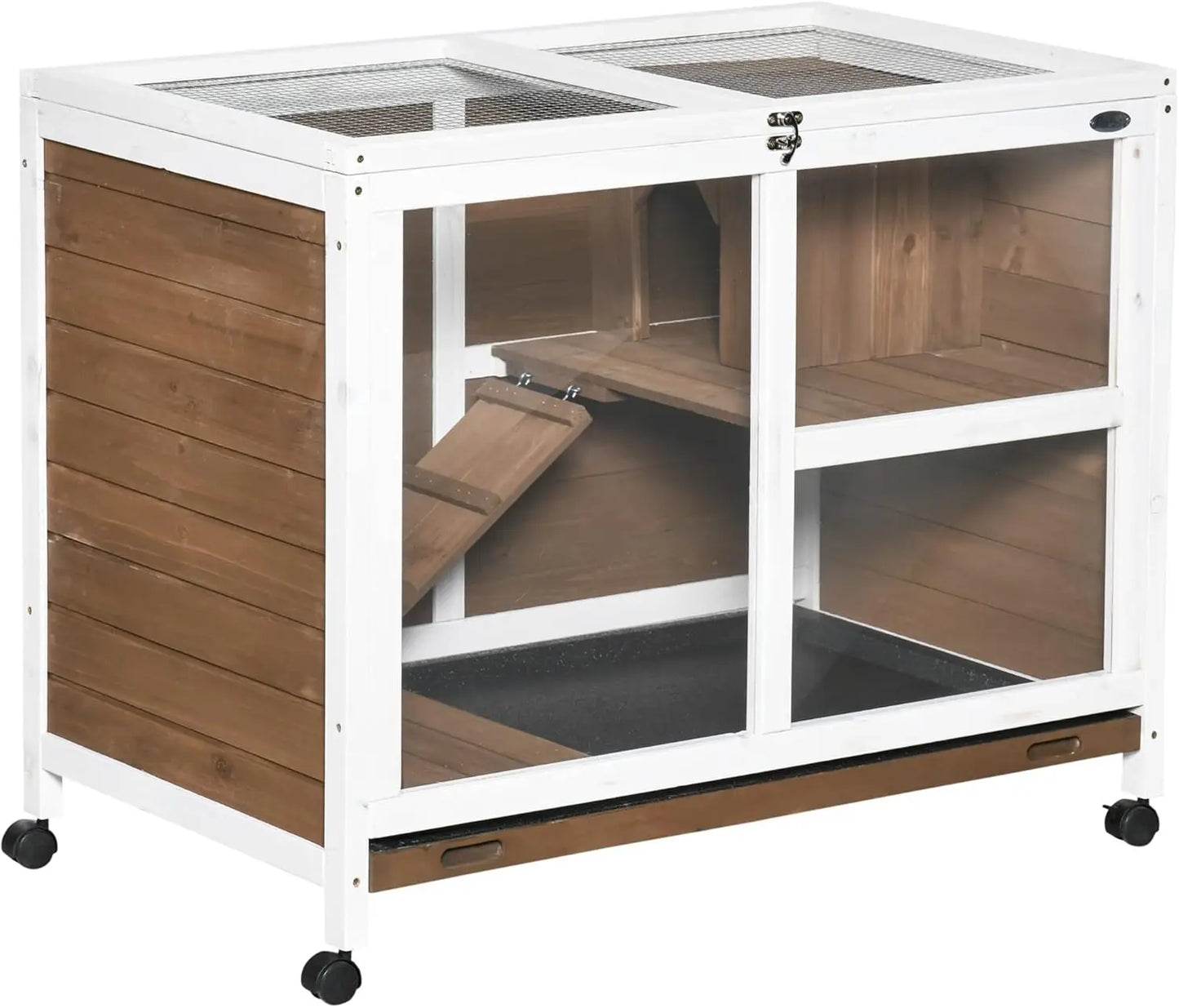 Indoor Chick Hutch with Wheels, Acrylic No-Draft Front Windows, Wire Mesh Easy Heat Top