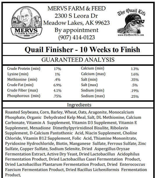 The Quail Life Meat Bird Finisher Feed (10-12 weeks)